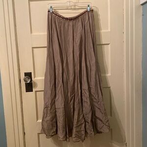 ODILLE 100% silk skirt - to the floor. Velvet trimmed elastic waistband. Size 8